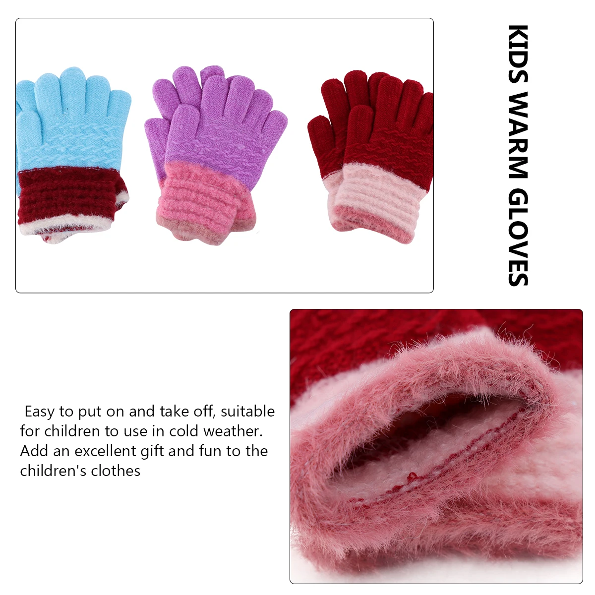 3 Pairs Kids Winter Mittens Warm Gloves Soft Material Durable Practical Long Term Use Winter Mittens Knitted Gloves
3 Pairs Kids Winter Mittens Warm Gloves Soft Material Durable Practical Long Term Use Winter Mittens Knitted Gloves