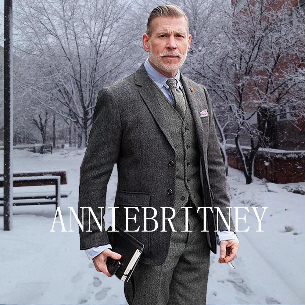 Fall Winter Vintage Dark Grey Tweed Men Suit Groom Tuxedo Terno Formal Wedding Suits 3 Piece Classic Blazer Sets Custume Homme
Fall Winter Vintage Dark Grey Tweed Men Suit Groom Tuxedo Terno Formal Wedding Suits 3 Piece Classic Blazer Sets Custume Homme
