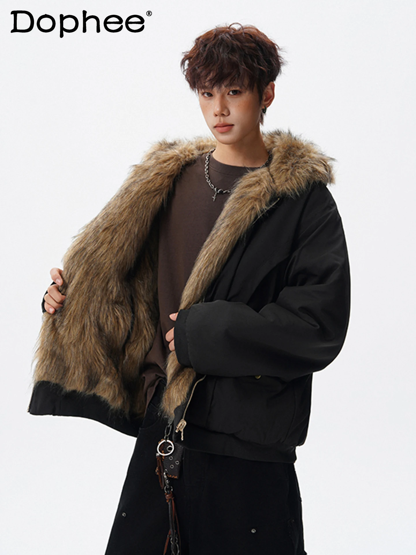 Winter Coat American Fashion Trend Large Fur Collar Hooded Jacket Unisex Warm Reversible Thickened Cotton Jacket
Winter Coat American Fashion Trend Large Fur Collar Hooded Jacket Unisex Warm Reversible Thickened Cotton Jacket