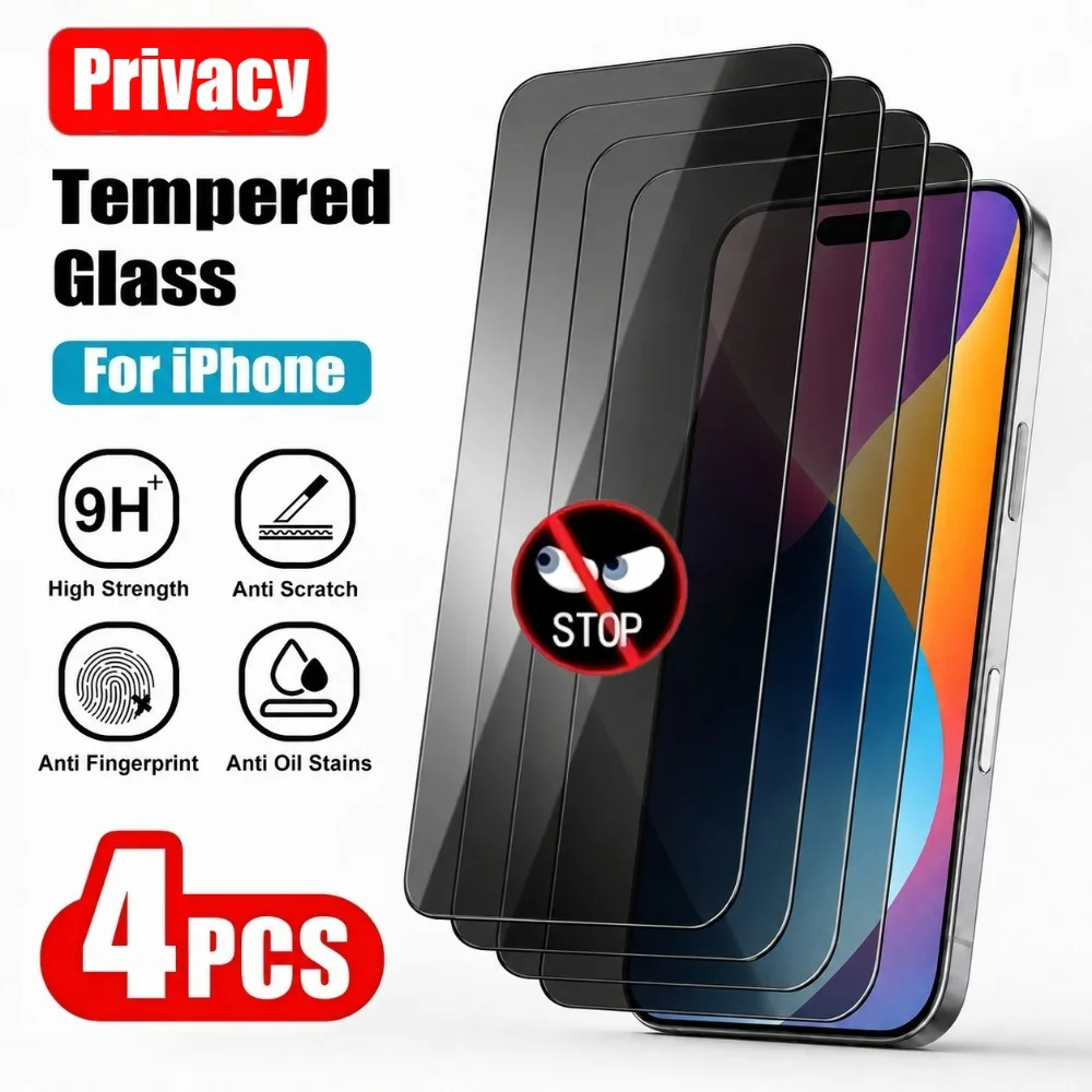 4Pcs Privacy Full Screen Protector for iPhone 17/15/14/16/Pro Max/17e/16e/Air/13/12/11/Pro/15/14/Plus/9H Hardness Tempered Glass
4Pcs Privacy Full Screen Protector for iPhone 17/15/14/16/Pro Max/17e/16e/Air/13/12/11/Pro/15/14/Plus/9H Hardness Tempered Glass