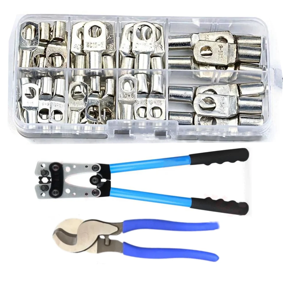 60pcs Tin Plated Copper SC6-25 Cable Lugs HX-50B Ratchet Crimper & Wire Cutter Set for Automotive and Industrial Use
60pcs Tin Plated Copper SC6-25 Cable Lugs HX-50B Ratchet Crimper & Wire Cutter Set for Automotive and Industrial Use