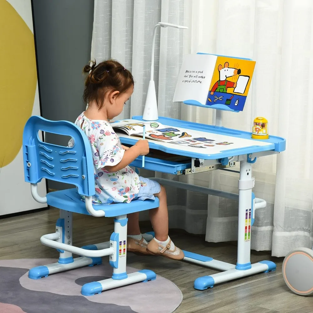 Kids Desk and Chair Set, Height Adjustable School Study Table and Chair, Student Writing Desk with Tilt Desktop, LED Light
Kids Desk and Chair Set, Height Adjustable School Study Table and Chair, Student Writing Desk with Tilt Desktop, LED Light