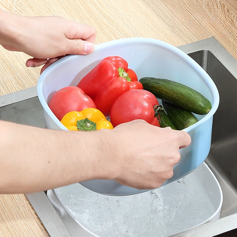 Multifunctional kitchen double-layer drain basket with handles for durable storage 3-in-1 hygienic materials Space-saving design
Multifunctional kitchen double-layer drain basket with handles for durable storage 3-in-1 hygienic materials Space-saving design