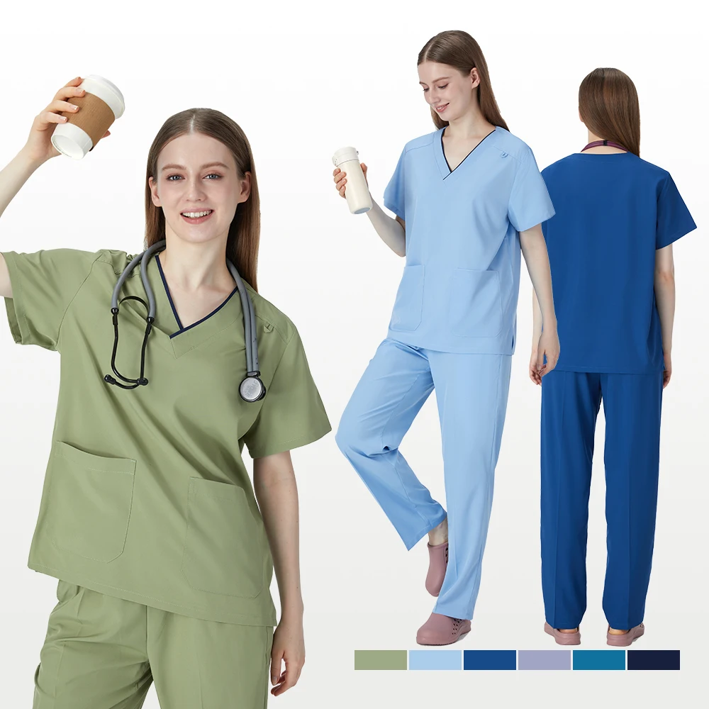 Women Uniform Scrubs Polyester Spandex Stretch Medical Clothing Lab Pharmacy Scrubs Uniforms Sets Nurse S13-02
Women Uniform Scrubs Polyester Spandex Stretch Medical Clothing Lab Pharmacy Scrubs Uniforms Sets Nurse S13-02