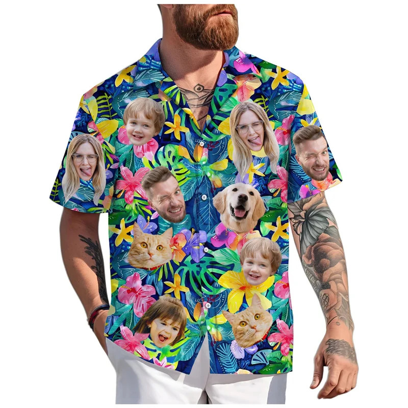 Custom Face Hawaiian Shirt Funny Personalized Family Pets Graphic Shirt Beach Parties Summer Vacation Short Sleeve Aloha Shirts
Custom Face Hawaiian Shirt Funny Personalized Family Pets Graphic Shirt Beach Parties Summer Vacation Short Sleeve Aloha Shirts