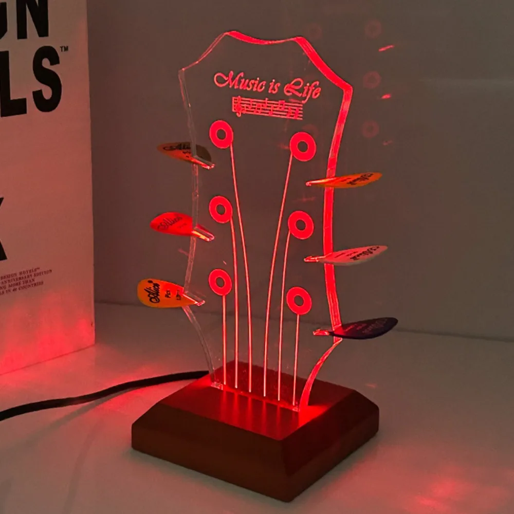 Light Up Guitar Pick Case Holder Wood Base Headstock Shape Guitar Pick Display Stand with Light Night Light Music Gift
Light Up Guitar Pick Case Holder Wood Base Headstock Shape Guitar Pick Display Stand with Light Night Light Music Gift