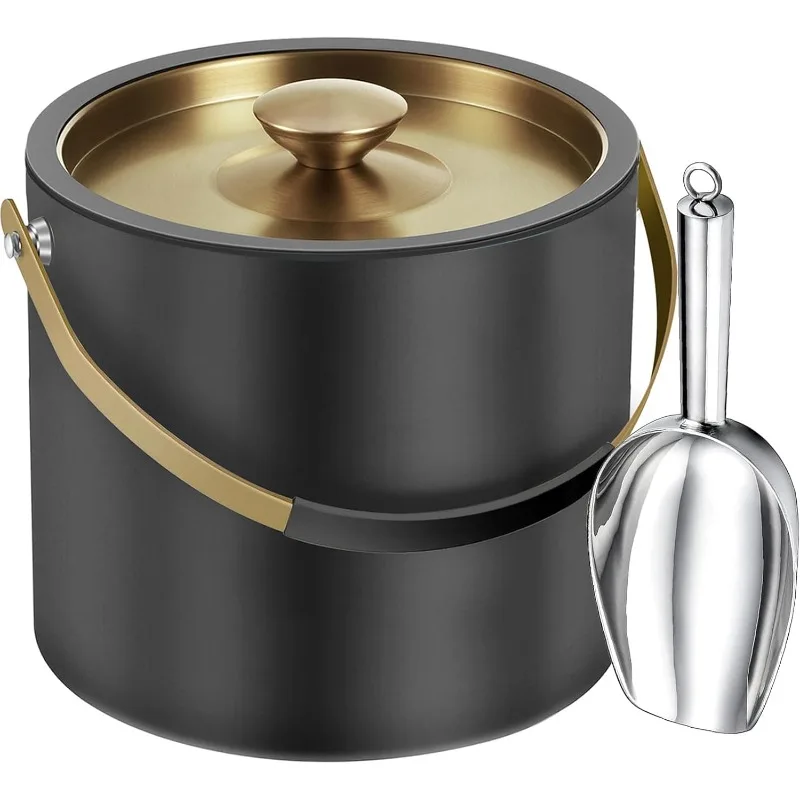 3.2L Modern Insulated Ice Bucket with Silicone Lid, Scoop, Strainer, Double Wall Stainless Steel Ice Bucket for Parties &
3.2L Modern Insulated Ice Bucket with Silicone Lid, Scoop, Strainer, Double Wall Stainless Steel Ice Bucket for Parties &