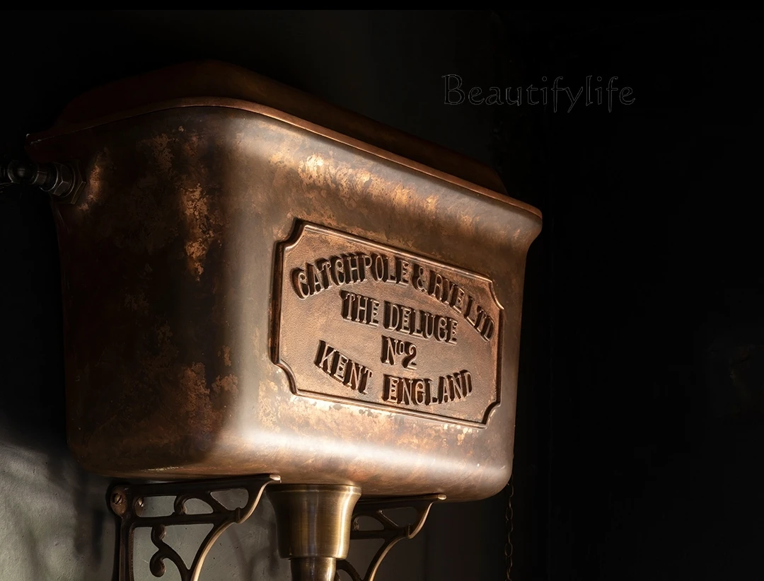 Ванная комната, британский светильник для унитаза, роскошный гальванический красный медный резервуар для воды, ретро-польный унитаз, крышка из цельного дерева 
Ванная комната, британский светильник для унитаза, роскошный гальванический красный медный резервуар для воды, ретро-польный унитаз, крышка из цельного дерева