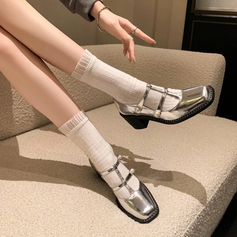 Women’s Genuine Leather Mary Janes Comfortable Elegant Luxury Designer High Quality Square Silver Woman High Heels Shoes
Women’s Genuine Leather Mary Janes Comfortable Elegant Luxury Designer High Quality Square Silver Woman High Heels Shoes