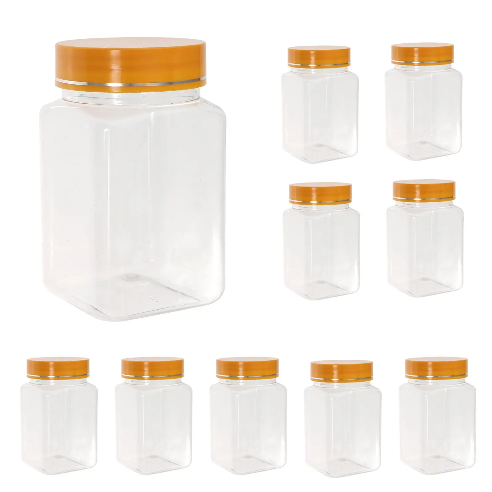 10 Pcs Storage Container Airtight Clear PET Material Kitchen Supplies Tea Canister Empty Bottle Snack Holder
10 Pcs Storage Container Airtight Clear PET Material Kitchen Supplies Tea Canister Empty Bottle Snack Holder