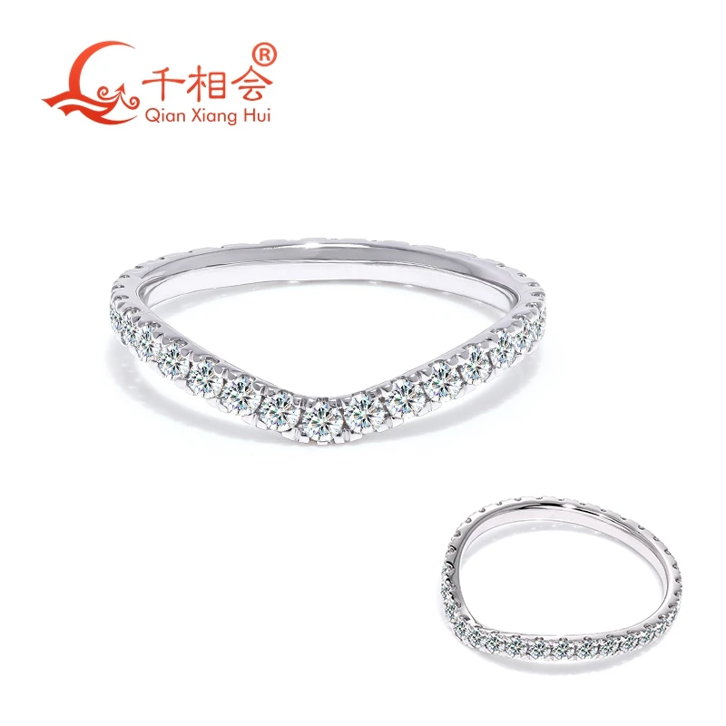 S925 Sterling Silver D white vvs Moissanite 1.8mm full Eternity Band V-Shaped Wedding Stackable Ring For Women Ladies
S925 Sterling Silver D white vvs Moissanite 1.8mm full Eternity Band V-Shaped Wedding Stackable Ring For Women Ladies