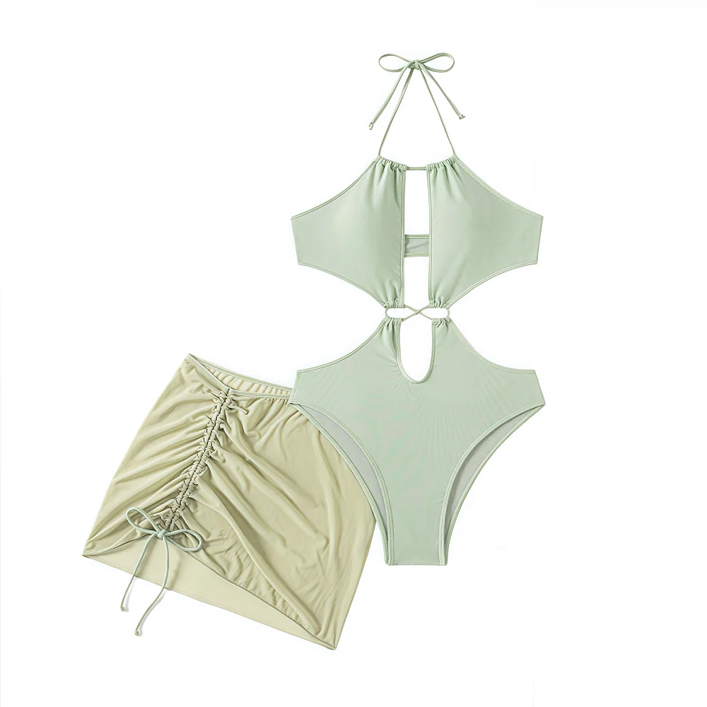 Женский комплект бикини с высокой талией и юбкой-накидкой, сексуальный купальник с вырезами и завязками на шее, пляжный костюм из двух частей для отпуска
Женский комплект бикини с высокой талией и юбкой-накидкой, сексуальный купальник с вырезами и завязками на шее, пляжный костюм из двух частей для отпуска