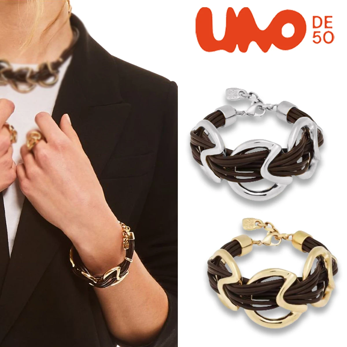 UNODE50 Bracelet New personalized trendy leather rope loop interlocking temperament bracelet
UNODE50 Bracelet New personalized trendy leather rope loop interlocking temperament bracelet