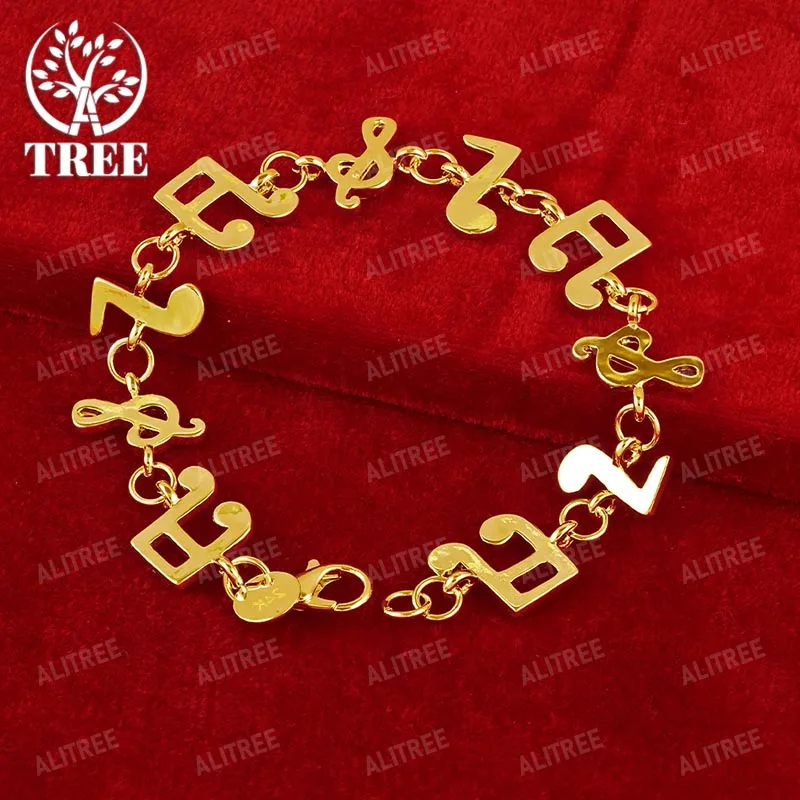 ALITREE 18K Yellow Gold Music Notation Bracelet For Woman Party Wedding Engagement Birthday Gift Lady Fine Fashion Charm Jewelry
ALITREE 18K Yellow Gold Music Notation Bracelet For Woman Party Wedding Engagement Birthday Gift Lady Fine Fashion Charm Jewelry