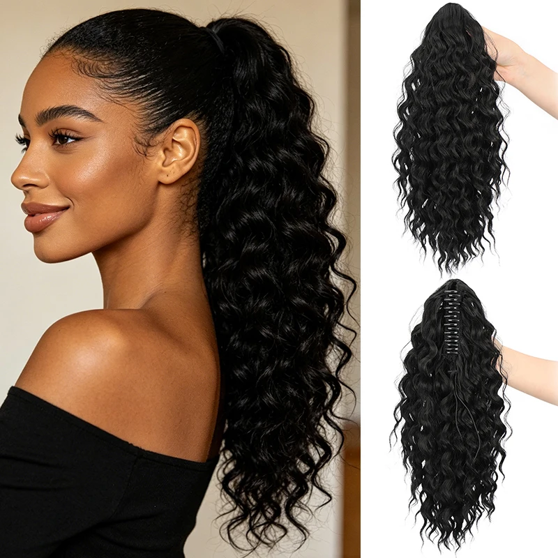 16Inch Synthetic Long Wave Curly Ponytail Hair Extension Heat Resistant Fulffy Claw Clip Hairpiece for Women
16Inch Synthetic Long Wave Curly Ponytail Hair Extension Heat Resistant Fulffy Claw Clip Hairpiece for Women