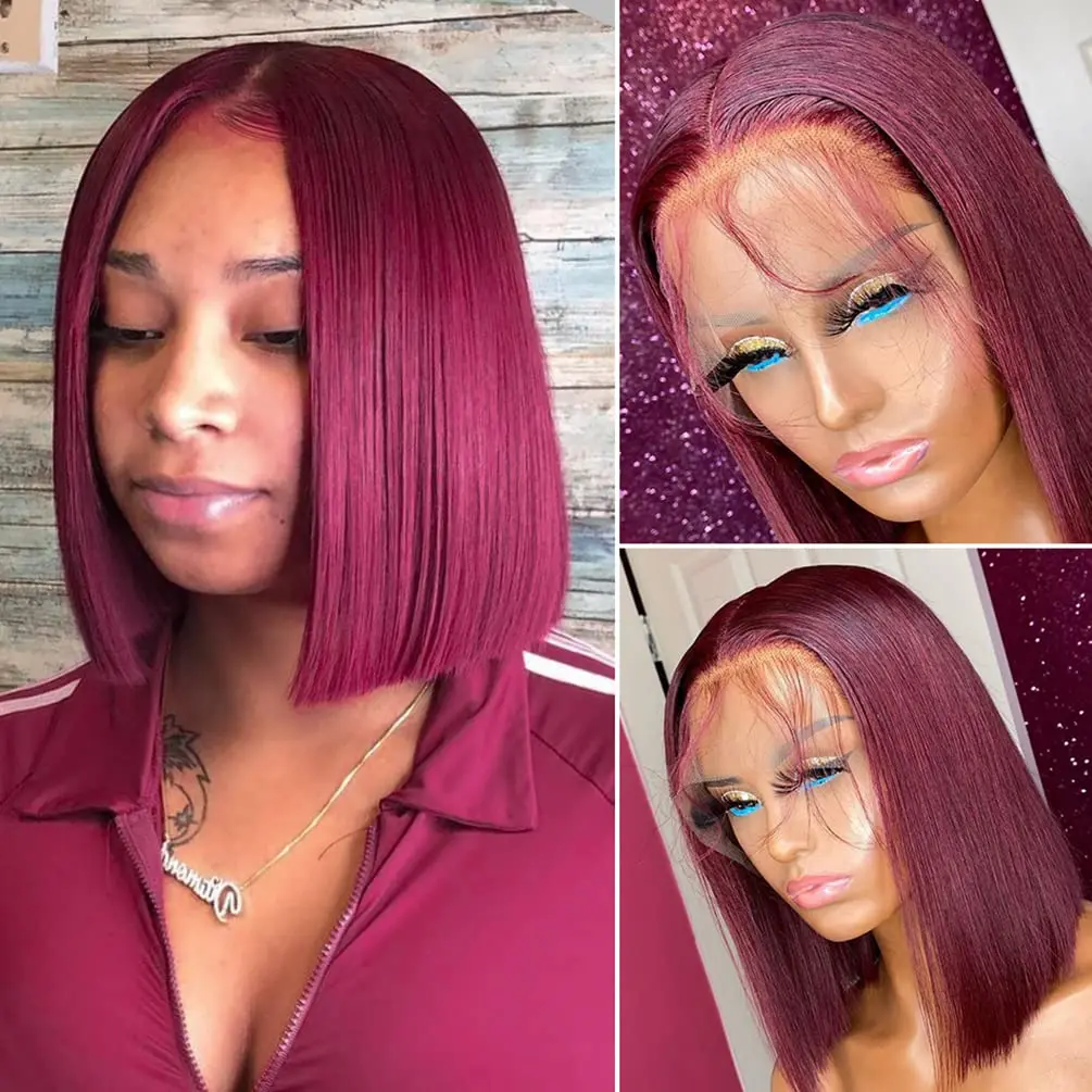 99J Burgundy Short Bob Human Hair Wigs 190% Density 5x5 Lace Front Wig PrePlucked Straight 99J Colored Bob Wig Human Hair
99J Burgundy Short Bob Human Hair Wigs 190% Density 5x5 Lace Front Wig PrePlucked Straight 99J Colored Bob Wig Human Hair
