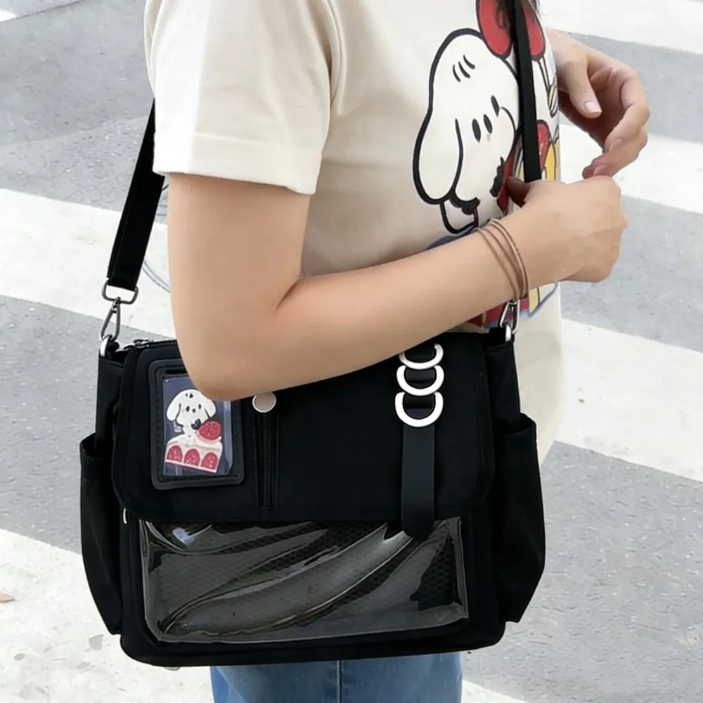 Y2K Japanese Harajuku School Bags For Girl Large Capacity Transparent Itabag Shoulder Crossbody Bag DIY Badges Display Plate Bag
Y2K Japanese Harajuku School Bags For Girl Large Capacity Transparent Itabag Shoulder Crossbody Bag DIY Badges Display Plate Bag