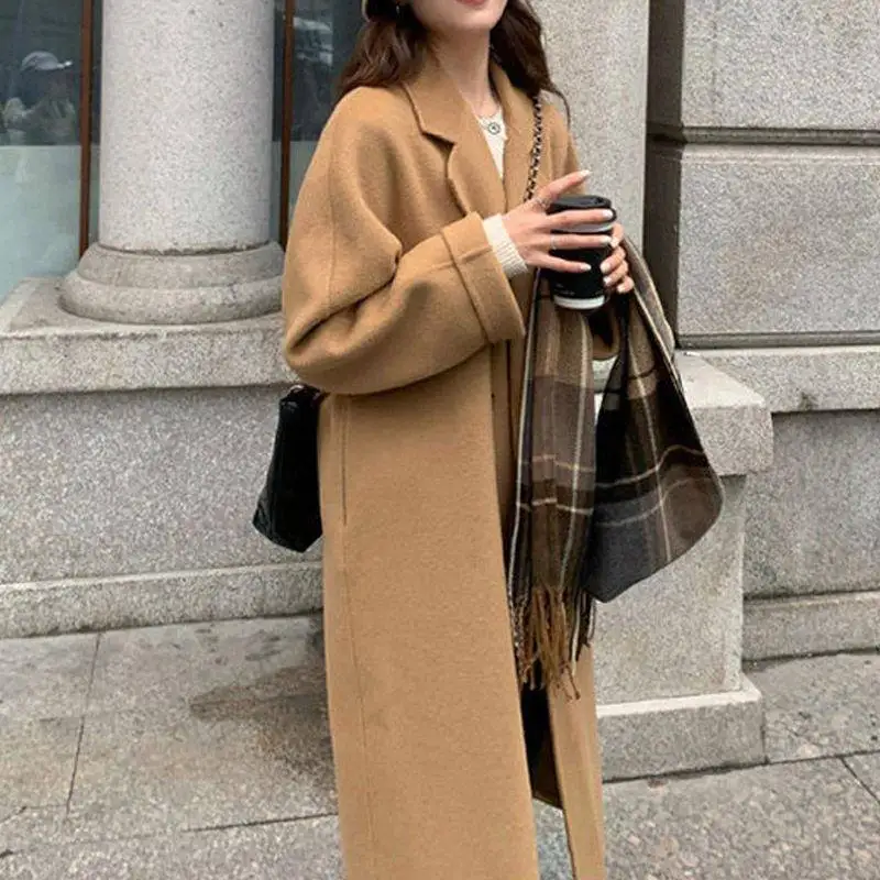 Korean Style Mid-Length Fake Wool Coat Women's Autumn Winter New Loose Feel Double Button Tweed Coat City Walk Polyester Fiber
Korean Style Mid-Length Fake Wool Coat Women's Autumn Winter New Loose Feel Double Button Tweed Coat City Walk Polyester Fiber