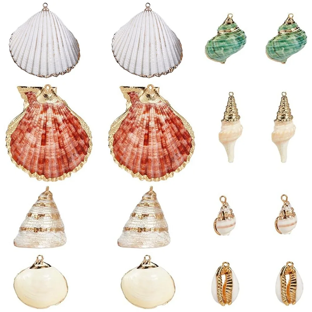 16Pcs 8 Styles Electroplate Shell Shapes Pendants with Golden Iron Findings Mixed Color 17~58x10~52x5~27.5mm Hole: 1.2~2mm
16Pcs 8 Styles Electroplate Shell Shapes Pendants with Golden Iron Findings Mixed Color 17~58x10~52x5~27.5mm Hole: 1.2~2mm