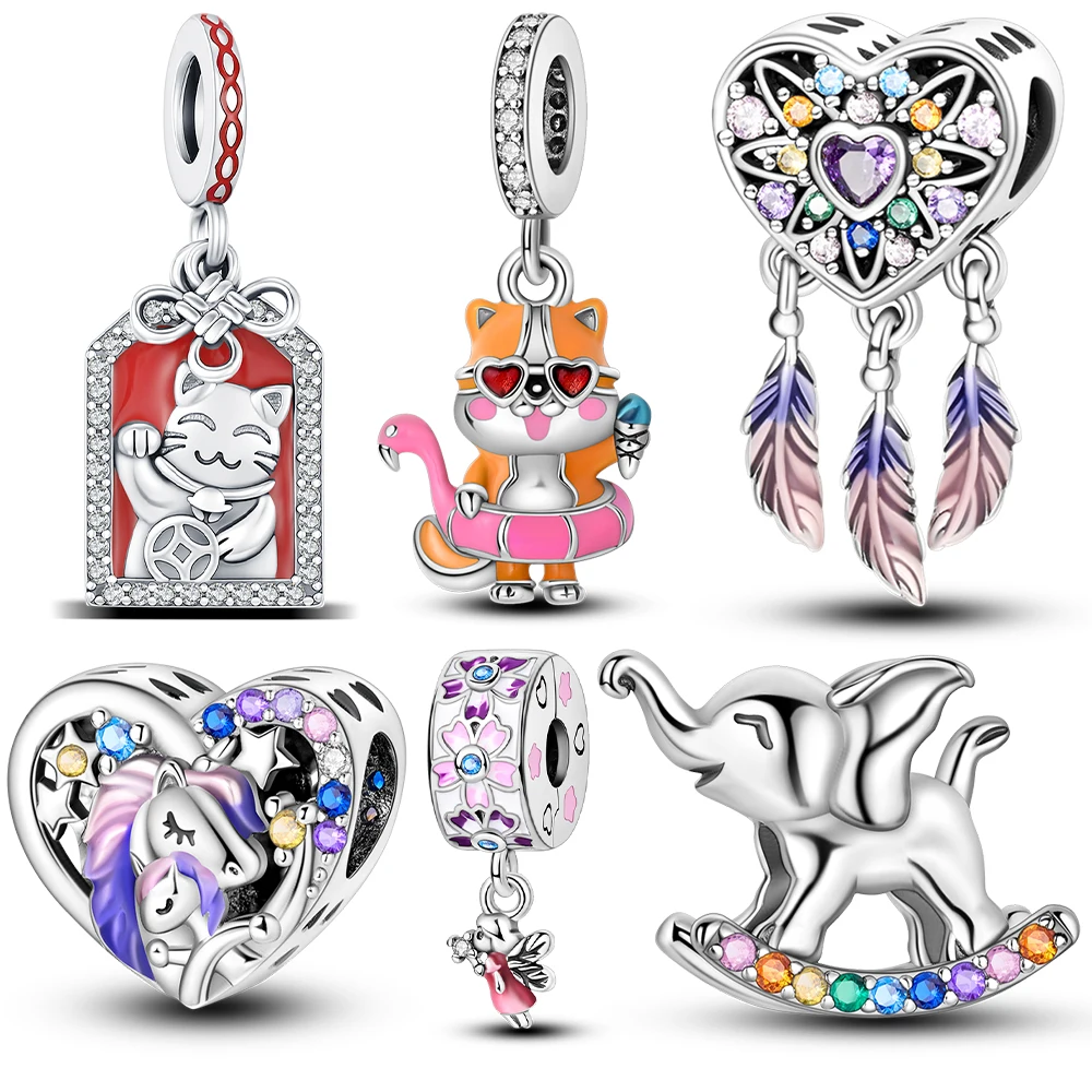 925 Sterling Silver Cute Lucky Animal Charms Maneki-neko Cat Unicorn Elephant Beads Fit Original Bracelet Jewelry Gift For Woman
925 Sterling Silver Cute Lucky Animal Charms Maneki-neko Cat Unicorn Elephant Beads Fit Original Bracelet Jewelry Gift For Woman