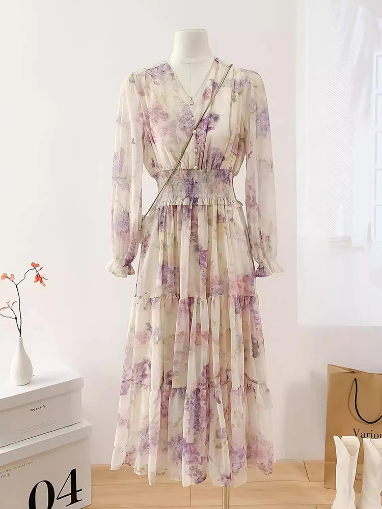 Spring Summer Floral Dress Women Casual Bohemian V Neck Long Sleeve Printed A Line Midi Dress Elegant Beach Party Vestidos
Spring Summer Floral Dress Women Casual Bohemian V Neck Long Sleeve Printed A Line Midi Dress Elegant Beach Party Vestidos