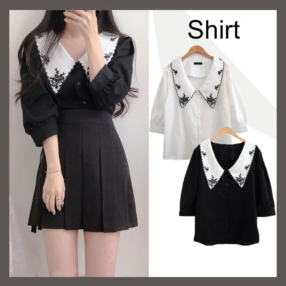 Summer Floral Embroidery Blouse Fashion Women V Neck Half Sleeve Shirts Elegant Korea Vintage Loose Blouse Tops
Summer Floral Embroidery Blouse Fashion Women V Neck Half Sleeve Shirts Elegant Korea Vintage Loose Blouse Tops