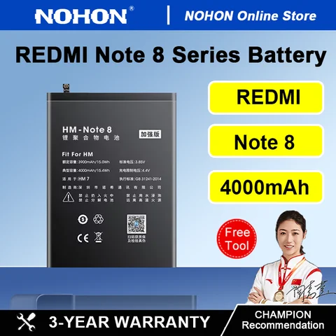 Batería de alta capacidad NOHON para Redmi Note 8 Note 8Pro BN46 BM4J batería de repuesto para herramienta Redmi Note 8 Pro