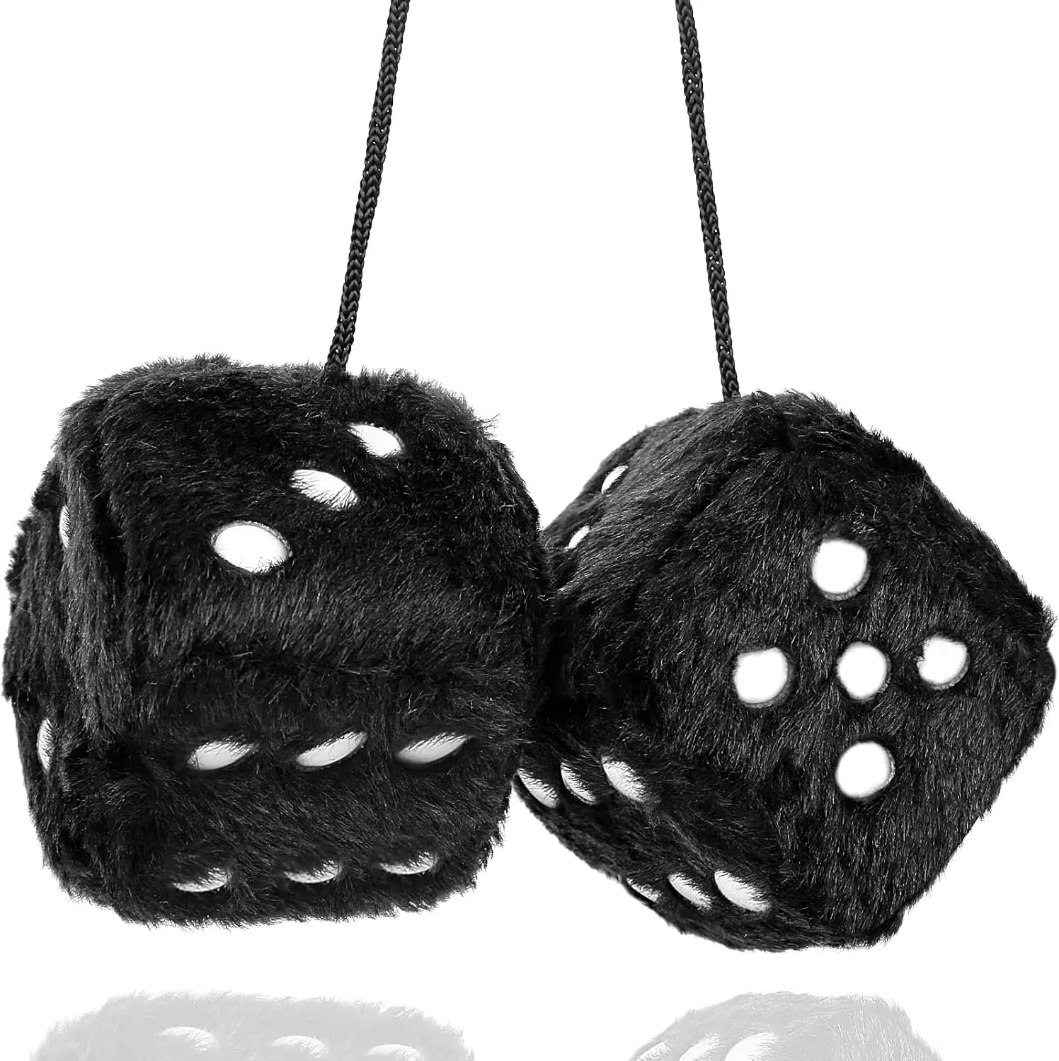 Black Fuzzy Dice for Car Rear View Mirror, 2.75" Plush Dice Retro Hanging Ornaments Interior Decor Accessories
Black Fuzzy Dice for Car Rear View Mirror, 2.75" Plush Dice Retro Hanging Ornaments Interior Decor Accessories