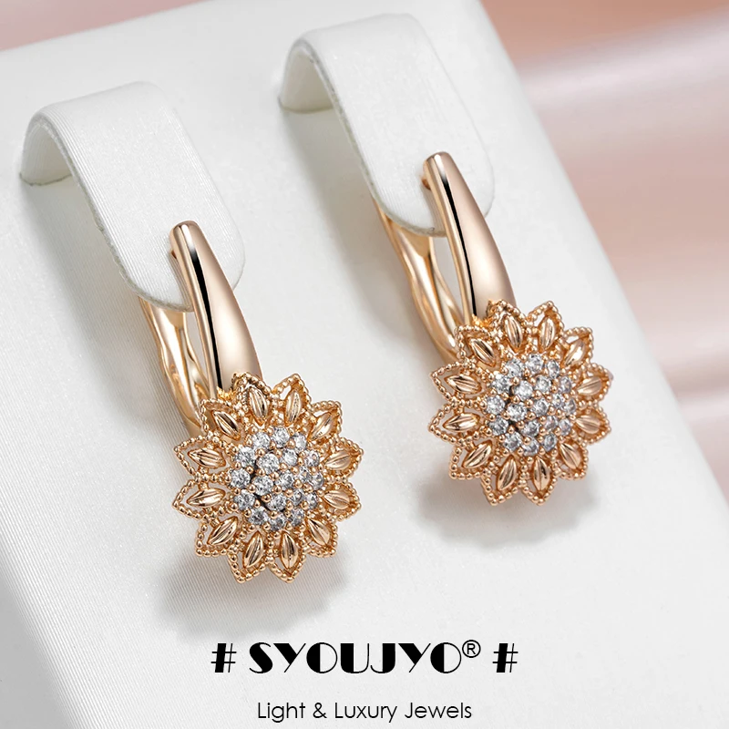 SYOUJYO Natural Zircon Sunflower Drop Earrings For Women 585 Rose Gold Color Daily Easy Matching Jewelry
SYOUJYO Natural Zircon Sunflower Drop Earrings For Women 585 Rose Gold Color Daily Easy Matching Jewelry