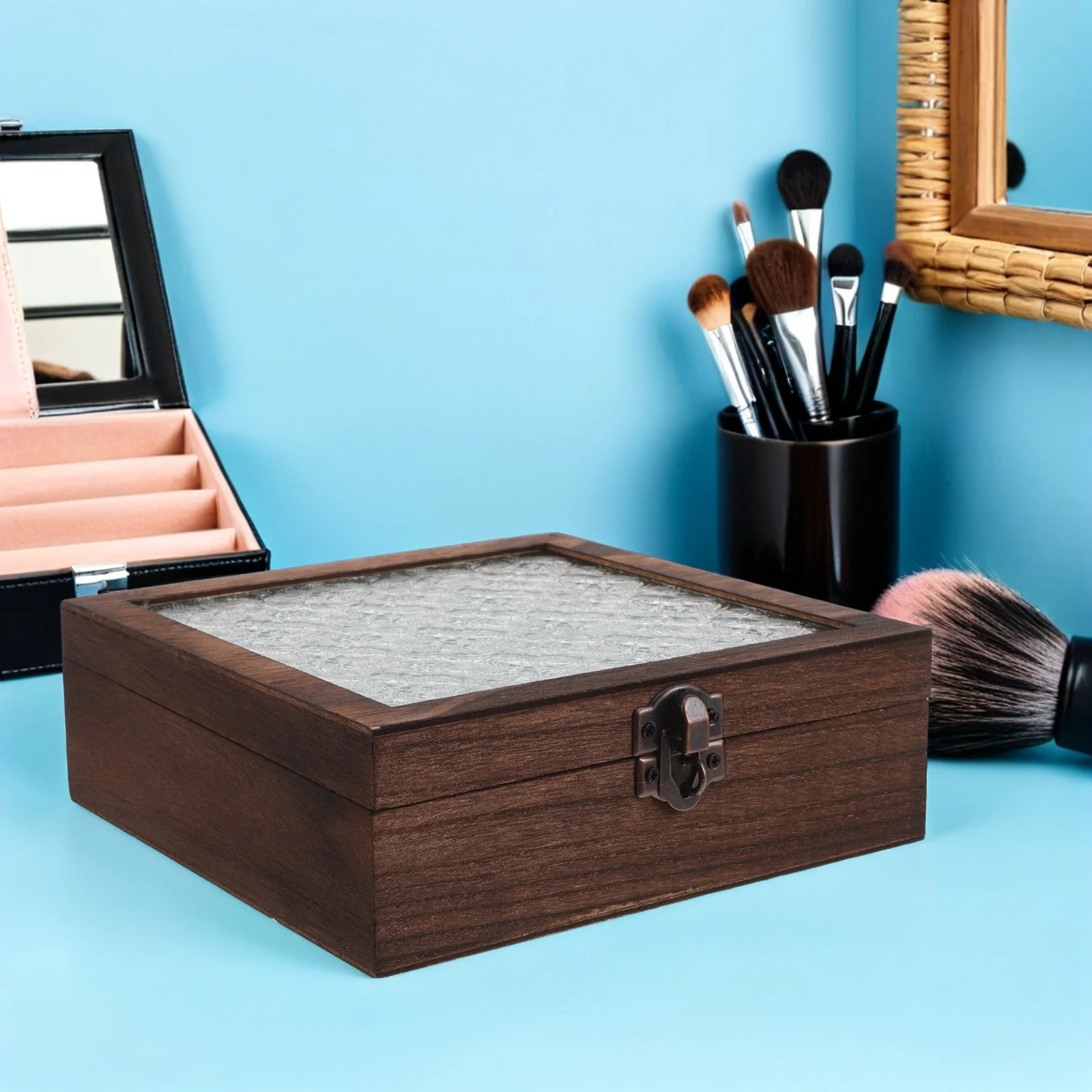 Wood Jewelry Box Glass Lid Vintage Keepsake Decorative Storage Treasure Organizer for Rings Earrings Necklaces Retro Wooden Case
Wood Jewelry Box Glass Lid Vintage Keepsake Decorative Storage Treasure Organizer for Rings Earrings Necklaces Retro Wooden Case