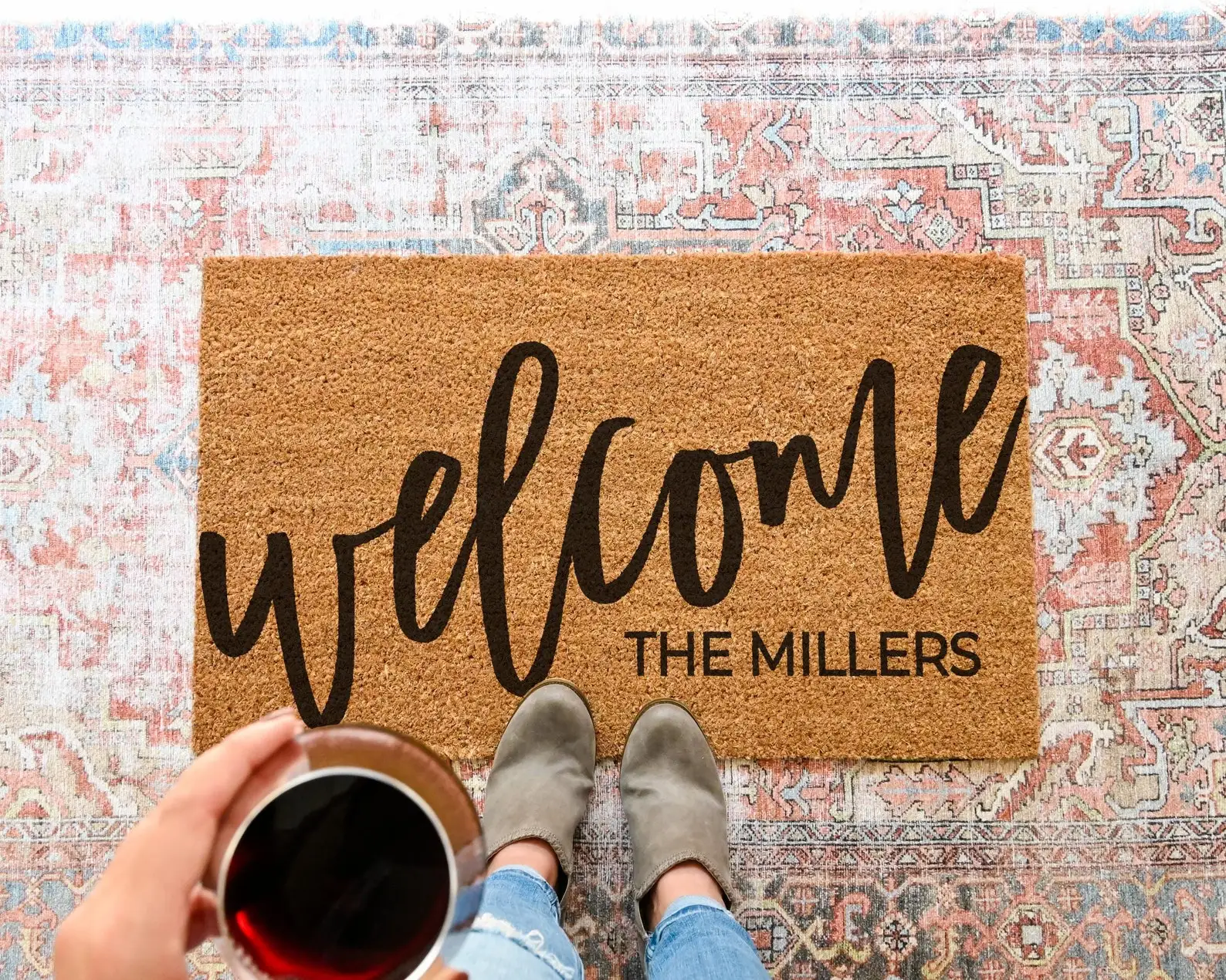 Personalized Trendy Stylish Welcome Mat Custom Name Text Doormat Personalized Outdoor Indoor Bedroom Cabin Housewarming Gift
Personalized Trendy Stylish Welcome Mat Custom Name Text Doormat Personalized Outdoor Indoor Bedroom Cabin Housewarming Gift