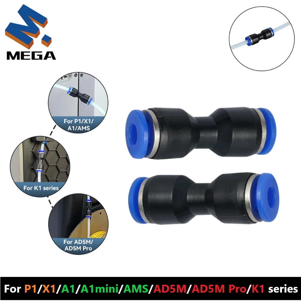 For Bambu Lab X1 X1C X1E P1P P1S A1 PTFE Tube Connector Pneumatic1.75mm Filament Splitter Bambulab PTFE Fitting 3D Printer Parts
For Bambu Lab X1 X1C X1E P1P P1S A1 PTFE Tube Connector Pneumatic1.75mm Filament Splitter Bambulab PTFE Fitting 3D Printer Parts