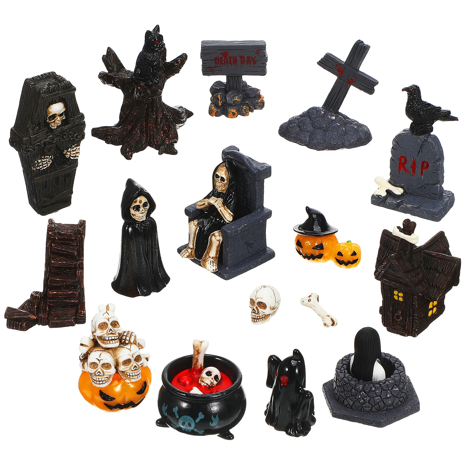 21 pcs Halloween Resin Miniatures Set Spooky Village Accessories With Pumpkins Skeletons Tombstones For Party Decorations Mini
21 pcs Halloween Resin Miniatures Set Spooky Village Accessories With Pumpkins Skeletons Tombstones For Party Decorations Mini
