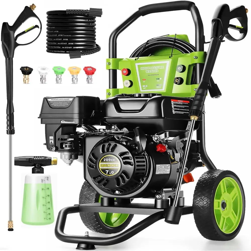 Proional 4200PSI 4GPM 209CC Gas Prure Washer, 7.0HP Heavy-Duty 3600RPM Commercial Gas Power Washer with 750ML oam Bottle 8" Whee
Proional 4200PSI 4GPM 209CC Gas Prure Washer, 7.0HP Heavy-Duty 3600RPM Commercial Gas Power Washer with 750ML oam Bottle 8" Whee