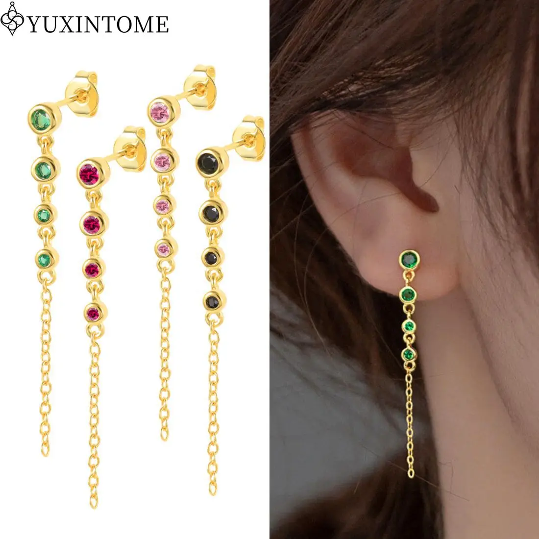 925 Sterling Silver Ear Needle Round Small zircon chain earrings For Women Tassel Chain Earrings Fashion Luxury Wedding Jewelry
925 Sterling Silver Ear Needle Round Small zircon chain earrings For Women Tassel Chain Earrings Fashion Luxury Wedding Jewelry