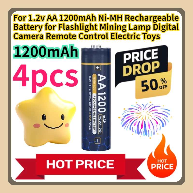 For 1.2v AA 1200mAh Ni-MH Rechargeable Battery for Flashlight Mining Lamp Digital Camera Remote Control Electric Toys
For 1.2v AA 1200mAh Ni-MH Rechargeable Battery for Flashlight Mining Lamp Digital Camera Remote Control Electric Toys
