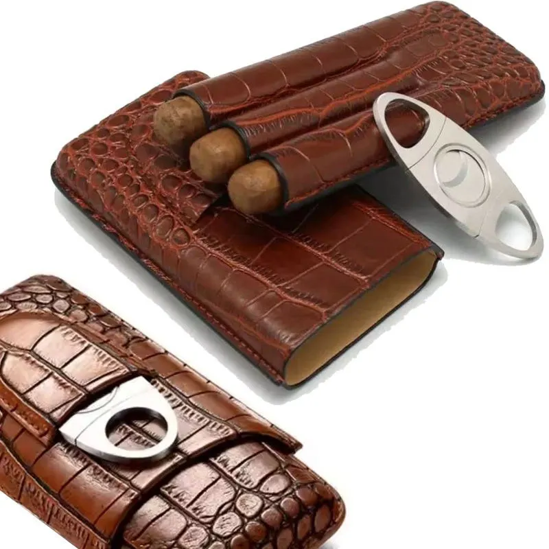 Portable Durable Leather Case Holder 3 Cigar Case Tube Travel Brown Crocodile Print Cigar Cedar Humidor Cigar Accessories
Portable Durable Leather Case Holder 3 Cigar Case Tube Travel Brown Crocodile Print Cigar Cedar Humidor Cigar Accessories