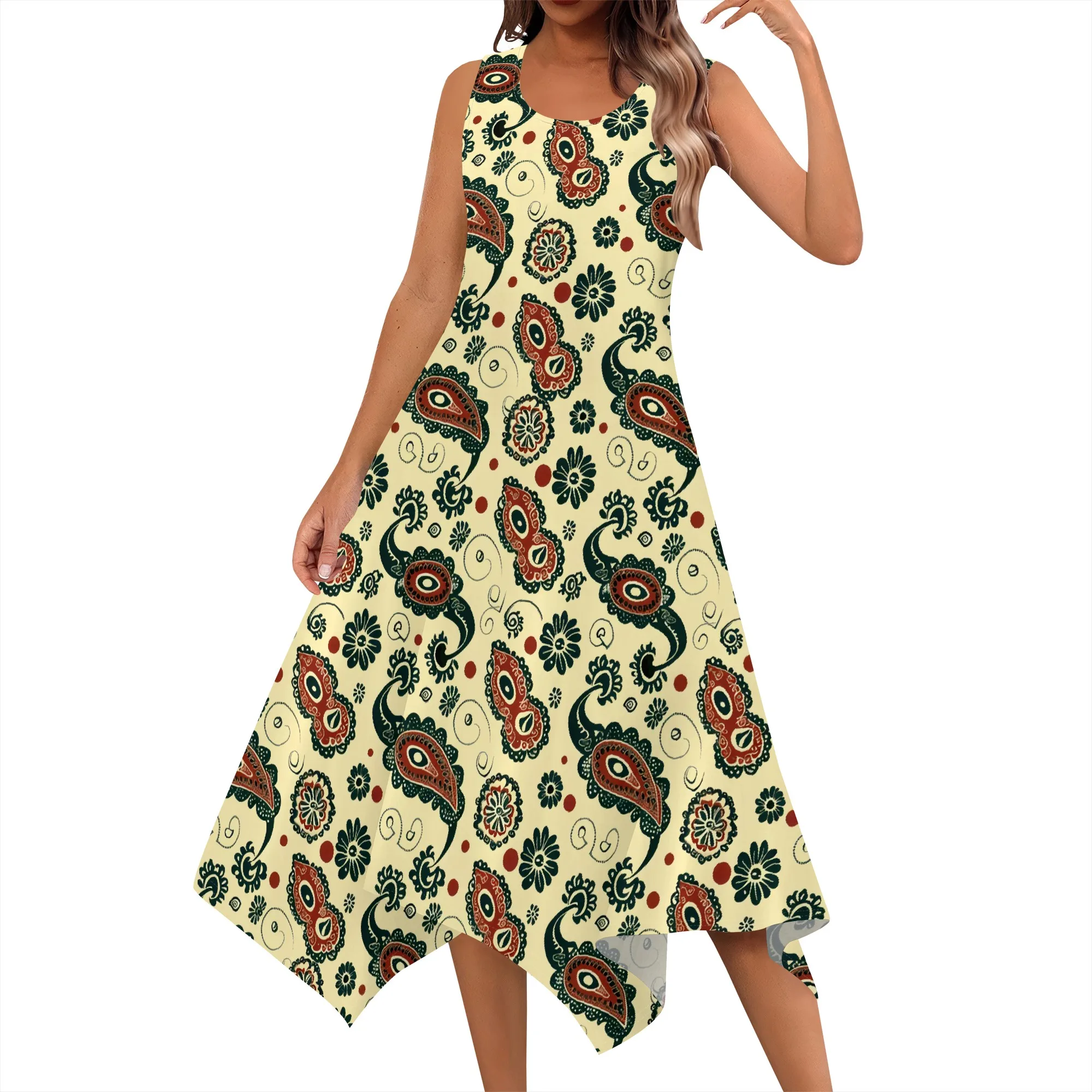Womens Casual Vintage Flower & Paisley Pattern Dress for Summer Tank Dress Loose Flowy Beach Dress Hankerchief Flare Midi Sundre
Womens Casual Vintage Flower & Paisley Pattern Dress for Summer Tank Dress Loose Flowy Beach Dress Hankerchief Flare Midi Sundre