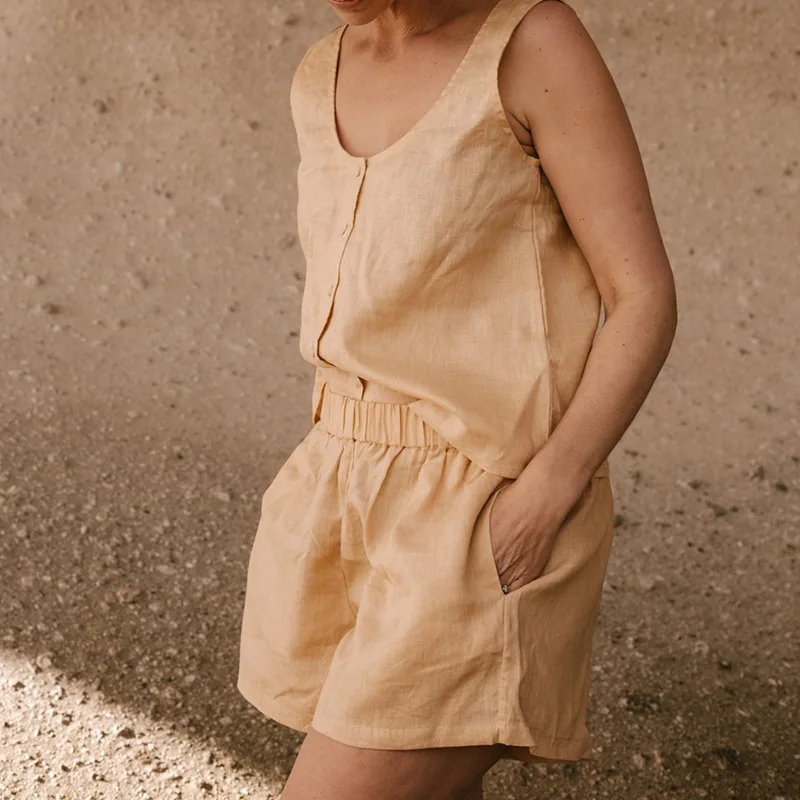 Vintage 100% Linen Sleeveless Tank Top With Button Summer Round Neck Thin Casual Women's Tops Ladies Clothes Summer Streetwear
Vintage 100% Linen Sleeveless Tank Top With Button Summer Round Neck Thin Casual Women's Tops Ladies Clothes Summer Streetwear