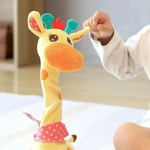 Jouet en peluche girafe parlante dansante, poupée éducative musicale Rechargeable avec lumières, cadeau interactif pour bébé pour fête de voyage