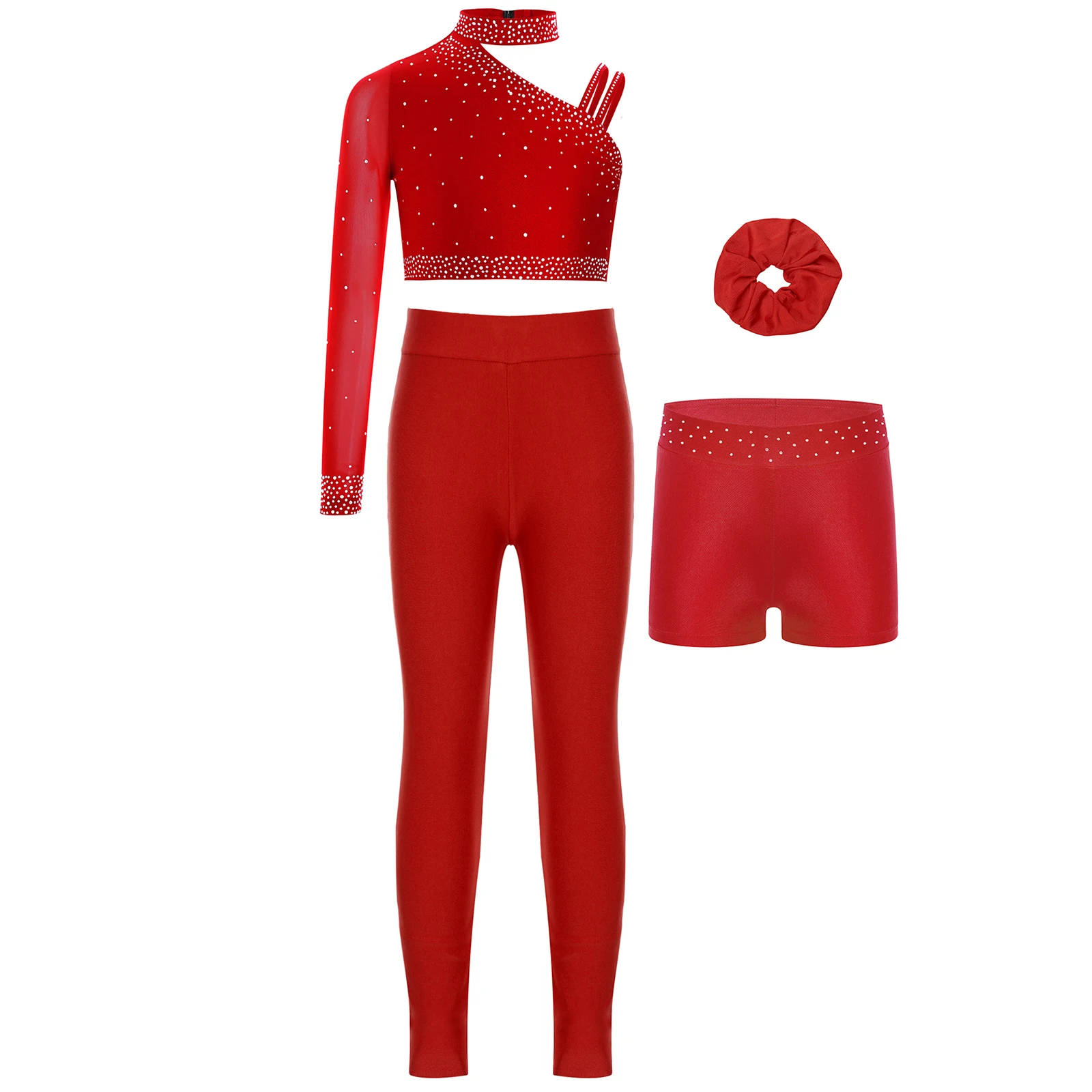 Kids Girls Gymnastics Dance Outfit Sparkly Rhinestones Crop Tops+Shorts+Hairband+Leggings for Athletic Yoga Workout Performance
Kids Girls Gymnastics Dance Outfit Sparkly Rhinestones Crop Tops+Shorts+Hairband+Leggings for Athletic Yoga Workout Performance
