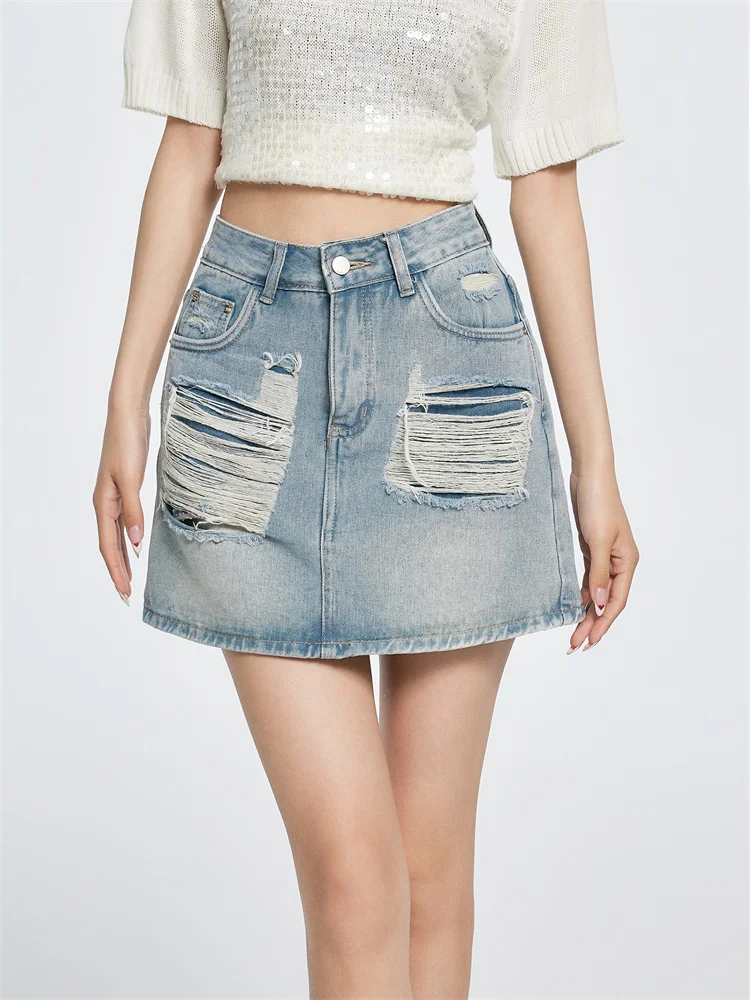 Chill Zoe Retro Washed Denim A-Line Skirt Women's Summer New Style Short Pure Color Cotton 100% Denim Skirt Fashionable Casual
Chill Zoe Retro Washed Denim A-Line Skirt Women's Summer New Style Short Pure Color Cotton 100% Denim Skirt Fashionable Casual