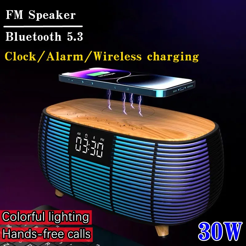 Wireless Bluetooth Speaker Wireless Charging with Clock Display Screen LED Lights FM Radio Hands-freecalls Support TFcard AUX
Wireless Bluetooth Speaker Wireless Charging with Clock Display Screen LED Lights FM Radio Hands-freecalls Support TFcard AUX
