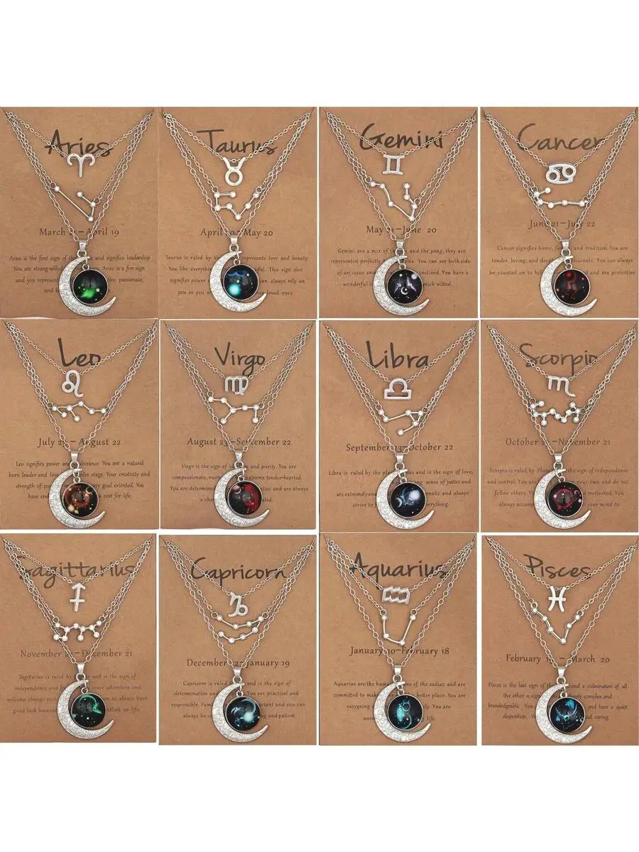 3pcs Set Vintage Zodiac Moon Glow Pendant Necklace Constellation Card Gift For Women
3pcs Set Vintage Zodiac Moon Glow Pendant Necklace Constellation Card Gift For Women