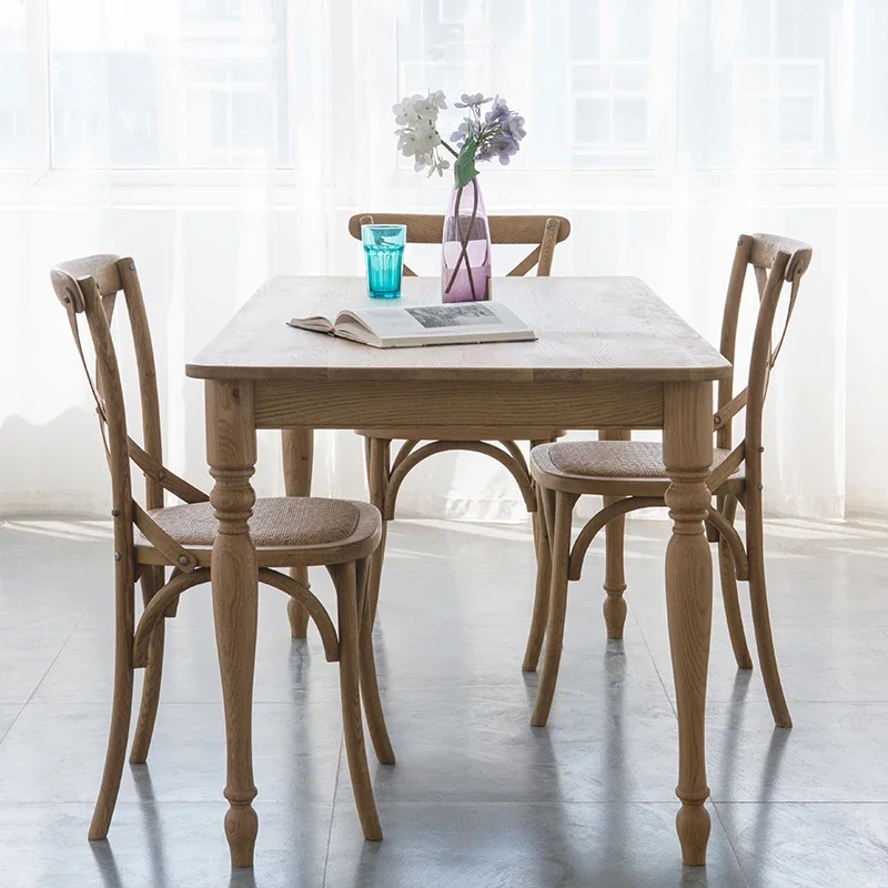 Light Luxury American Classic Country Solid Wood Oak Rectangular Dining Table Cross Chair Dining Tables and Chairs Set
Light Luxury American Classic Country Solid Wood Oak Rectangular Dining Table Cross Chair Dining Tables and Chairs Set