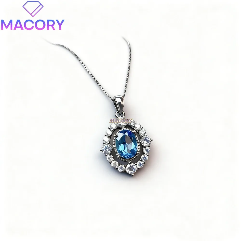 New natural Swiss blue topaz pendant S925 sterling silver suitable as a gift for female friends lovers and family on holidays
New natural Swiss blue topaz pendant S925 sterling silver suitable as a gift for female friends lovers and family on holidays