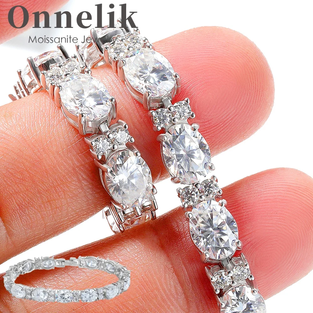 Onnelik 1.5ct Oval D Color Moissanite Tennis Bracelet 18K Gold Plated S925 Sterling Silver Sparkling Lab Diamond Hand Chain Hip
Onnelik 1.5ct Oval D Color Moissanite Tennis Bracelet 18K Gold Plated S925 Sterling Silver Sparkling Lab Diamond Hand Chain Hip