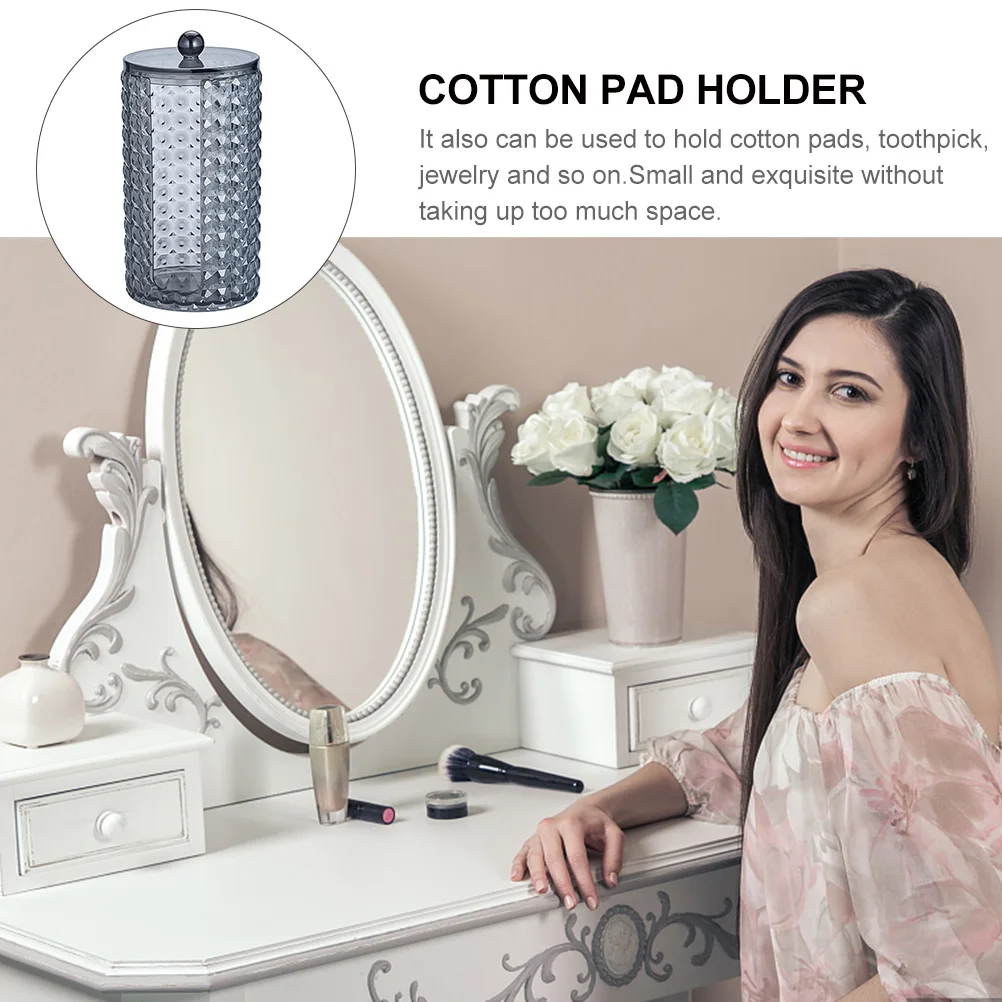 Cotton Swab Storage Box Acrylic Pad Holder Transparent Makeup Container Black Pedestal Small Space saving Diamond Pattern
Cotton Swab Storage Box Acrylic Pad Holder Transparent Makeup Container Black Pedestal Small Space saving Diamond Pattern