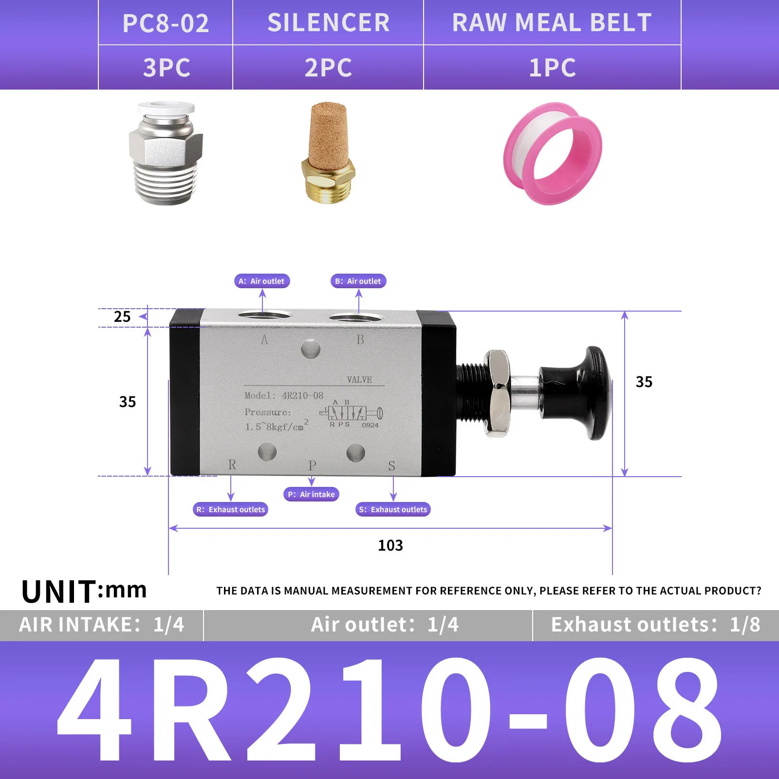 4R210-08 5 Way 2 Position Air Hand Lever Operated Valve 1/4"Pneumatic Solenoid Valve Manual Control Push-Pull
4R210-08 5 Way 2 Position Air Hand Lever Operated Valve 1/4"Pneumatic Solenoid Valve Manual Control Push-Pull
