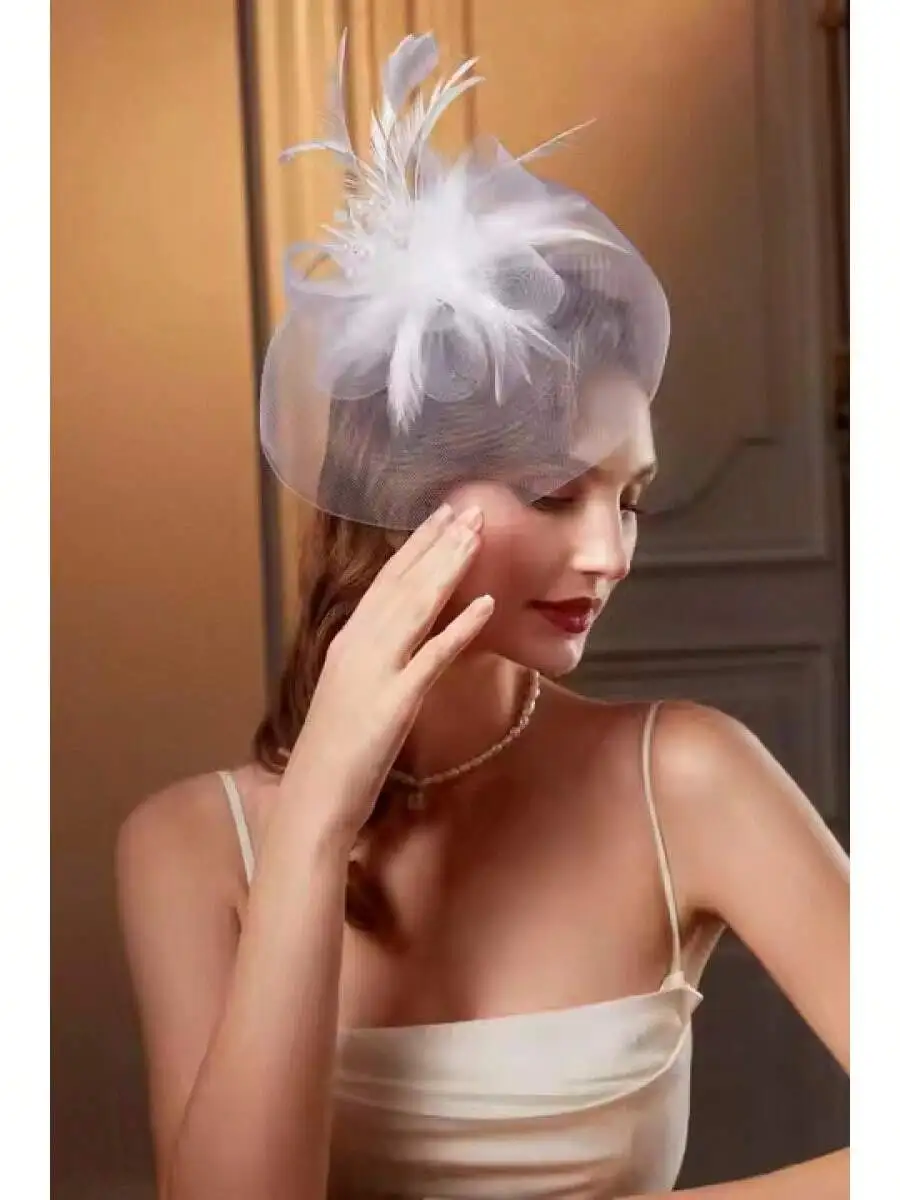 Bridal Feather Fascinator With Mesh Veil For Wedding Tea Party
Bridal Feather Fascinator With Mesh Veil For Wedding Tea Party